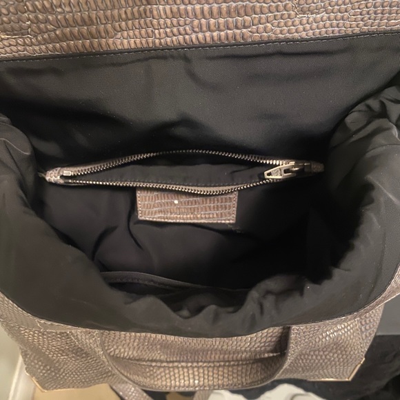 Alexander Wang Skeletal Prisma Lunch Bag Foldover Leather Beige Snake Print $925 - Picture 12 of 13